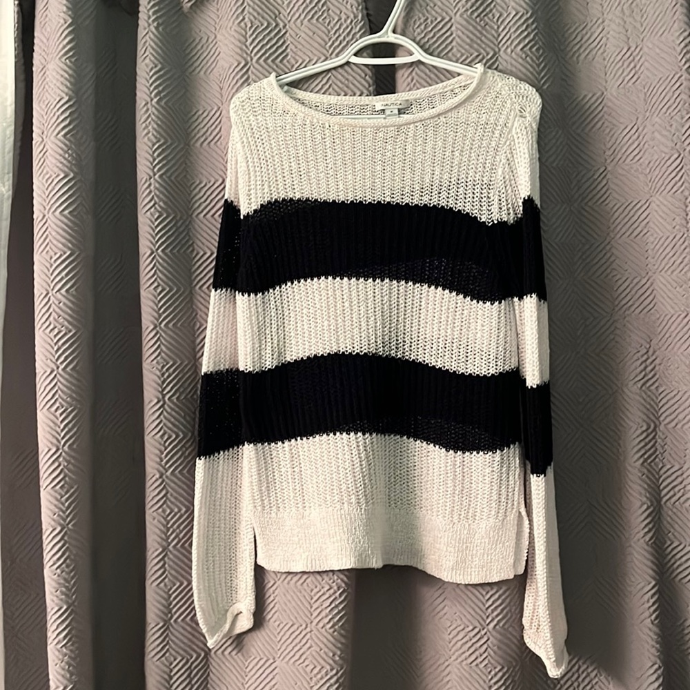 Navy crotchet sweater